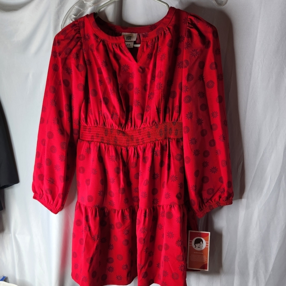 Latino Heritage Month Kids' Long Sleeve Girls' Dress - Red M - Picture 4 of 16
